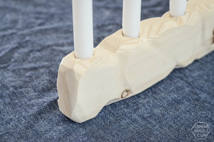 DIY Geometric Candle Holder out of Raw Wood- I love how simple this is!