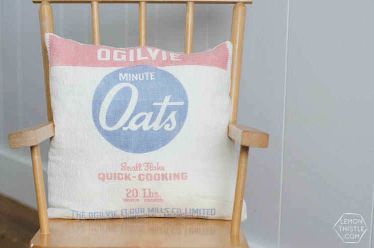 DIY Vintage Oats Pillow Cover