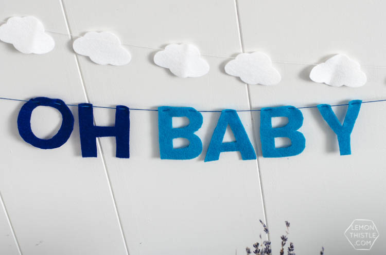 DIY Ombre Felt Lettered Garland... I love this 'Oh Baby' one! So fun for a little boy's baby shower