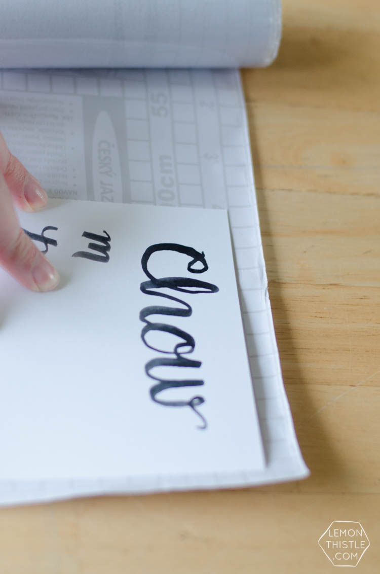 Turn any art into a dry erase meal planner! I love the hand lettering on this one