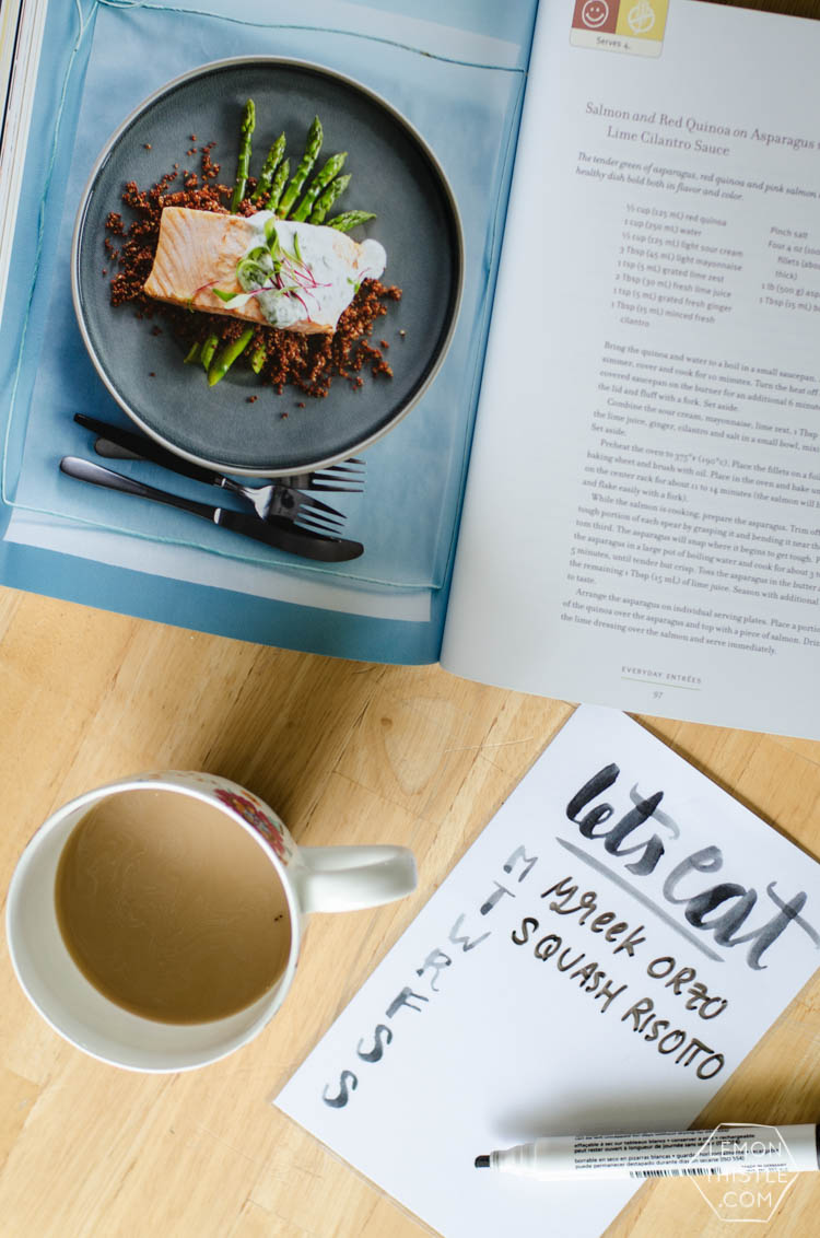 Turn any art into a dry erase meal planner! I love the hand lettering on this one