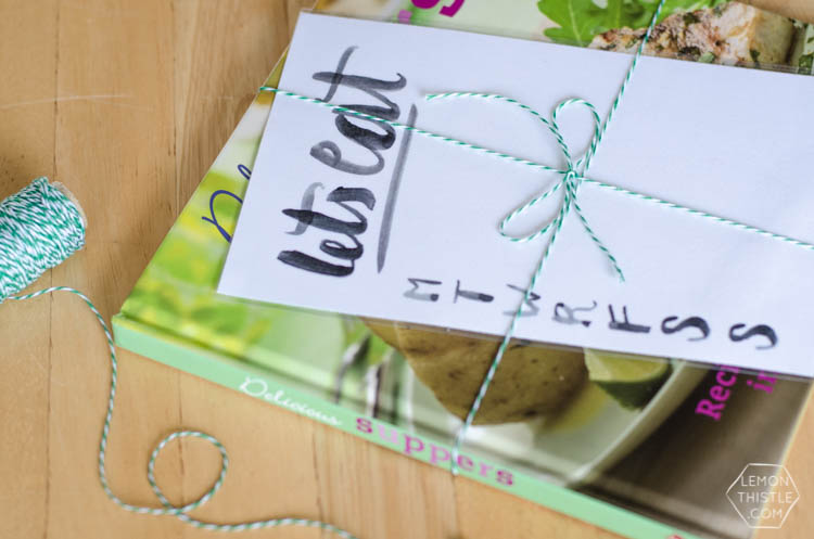 Turn any art into a dry erase meal planner! I love the hand lettering on this one