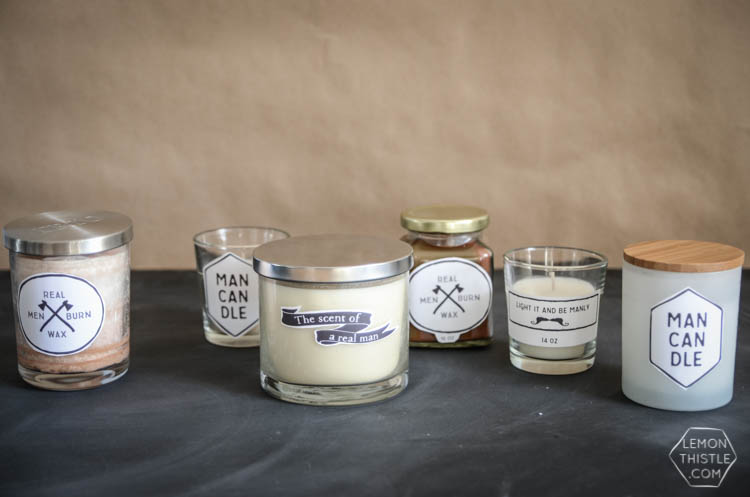 DIY Manly Candles with free printable labels