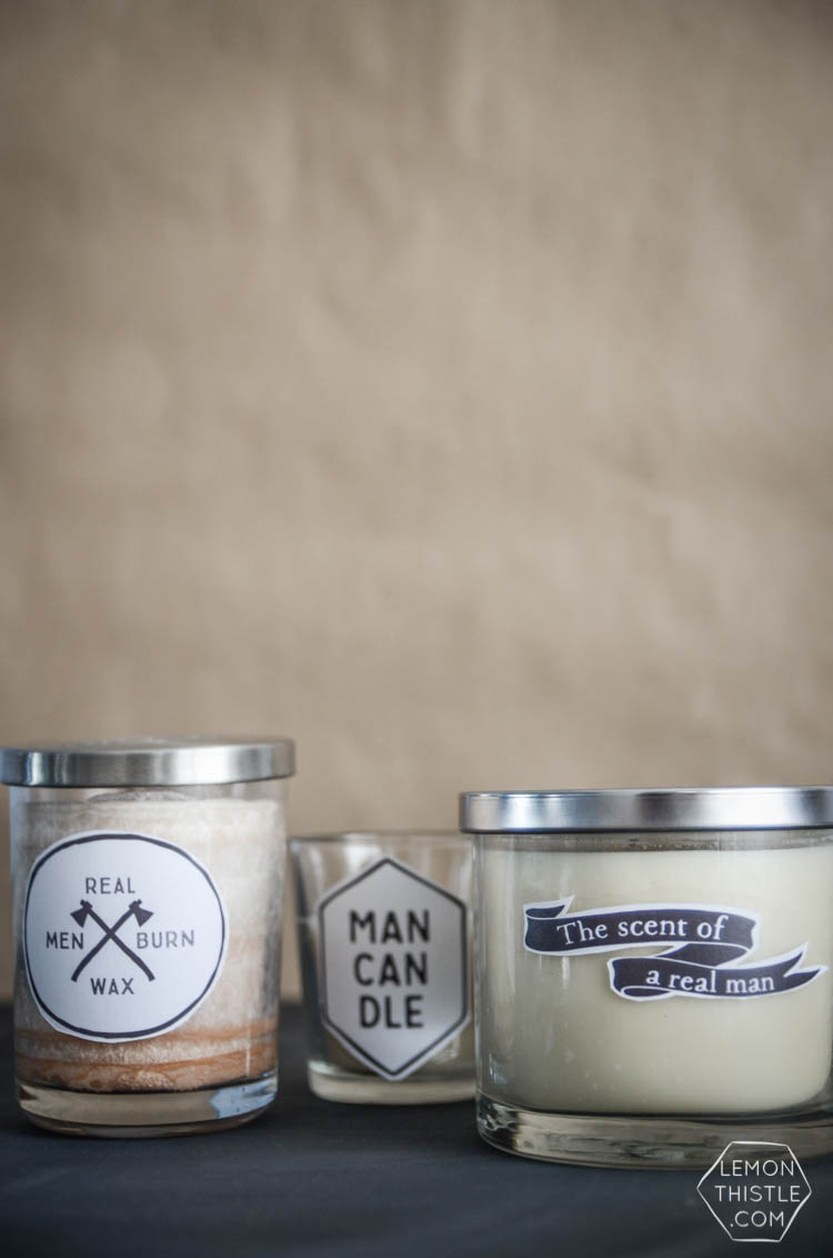 DIY Manly Candles with free printable labels