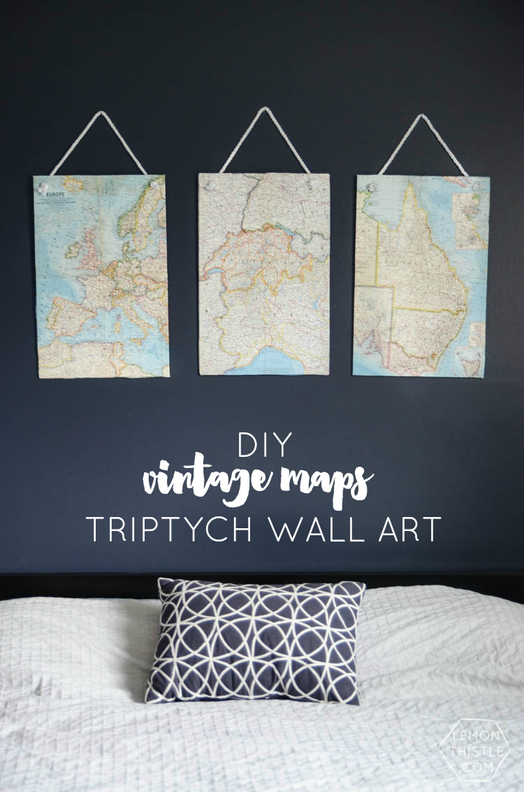 DIY Vintage Maps Wall Hangings