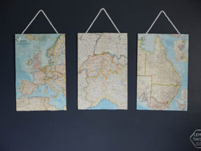 DIY Vintage Maps Wall Hangings