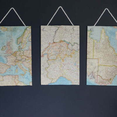 DIY Vintage Maps Wall Hangings
