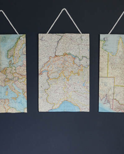 DIY Vintage Maps Wall Hangings