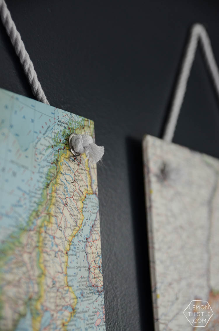 DIY Vintage Maps Wall Hangings
