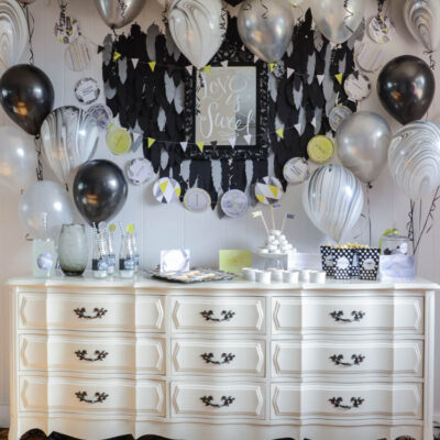 Miss to Mrs Boho Black and White Party