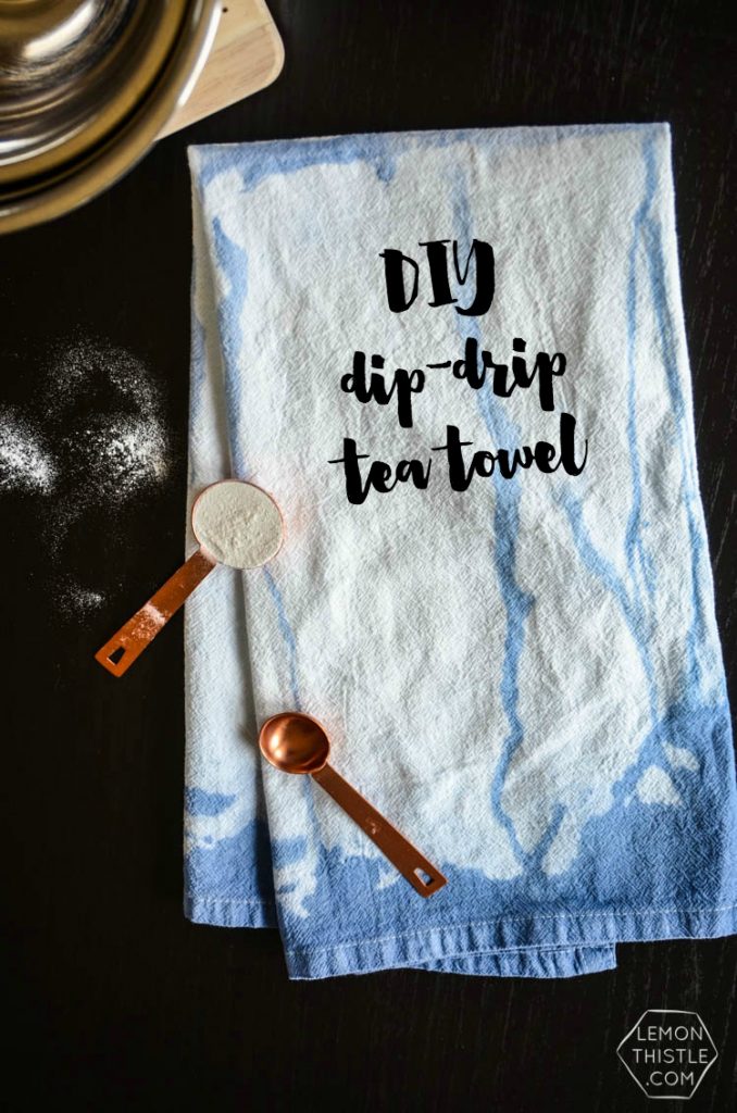 DIY Dip Drip Dye Tea Towel Lemon Thistle
