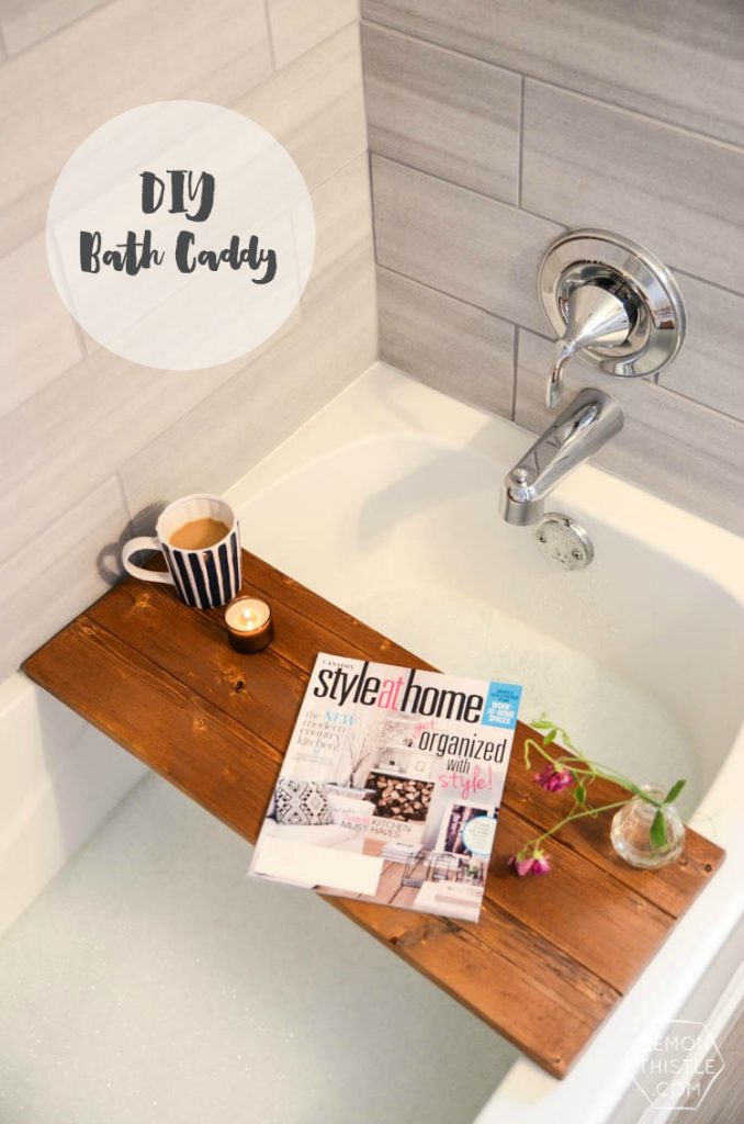 DIY Wooden Bath Caddy Lemon Thistle