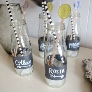 DIY Chalkboard Wrapped Drink Jars... 2 minutes and NO dry time! Perfect addition to a party