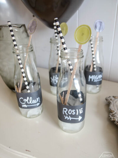 DIY Chalkboard Wrapped Drink Jars... 2 minutes and NO dry time! Perfect addition to a party
