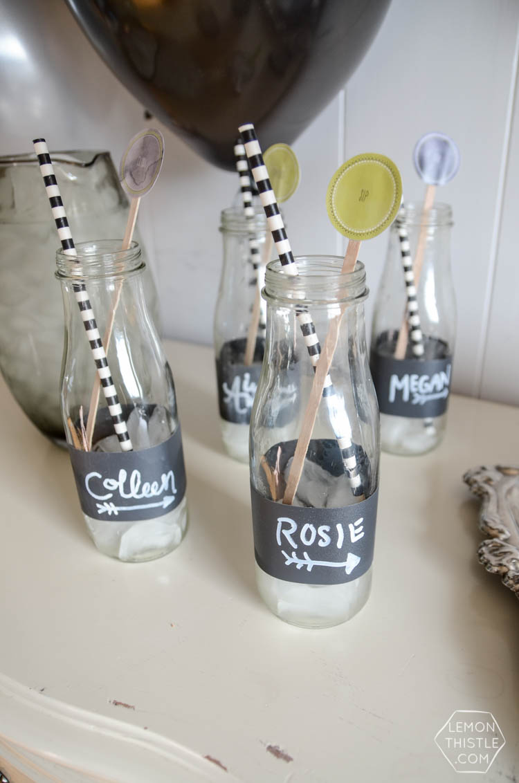 DIY Chalkboard Wrapped Drink Jars... 2 minutes and NO dry time! Perfect addition to a party