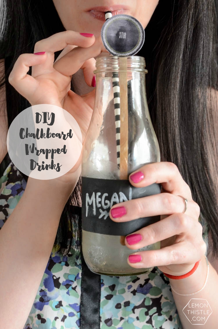 DIY Chalkboard Wrapped Drink Jars... 2 minutes and NO dry time! Perfect addition to a party