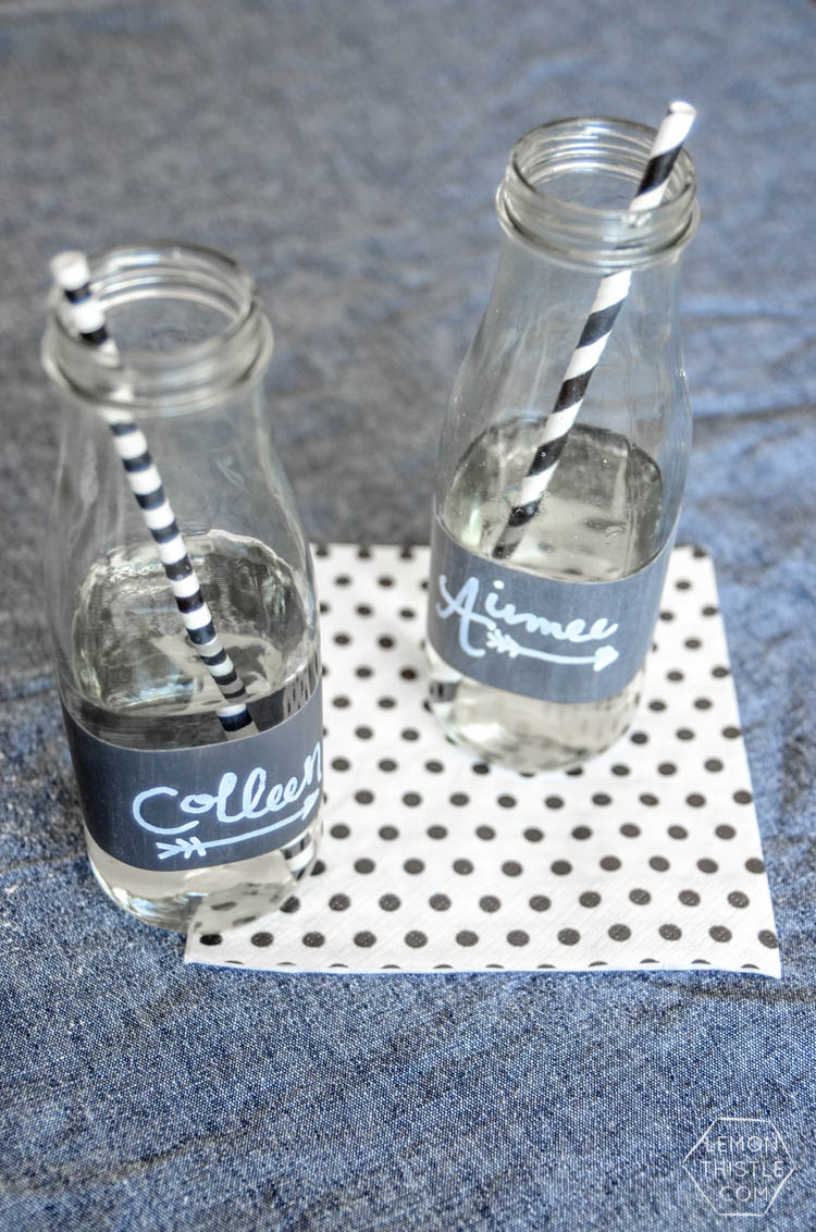 DIY Chalkboard Wrapped Drink Jars... 2 minutes and NO dry time! Perfect addition to a party