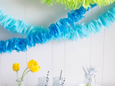 DIY Ruffled Tissue Paper Garland- so simple and costs pennies!