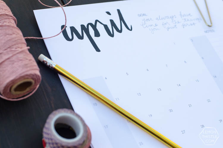 4 Free Printable Calendars- I love the simple handlettering on these!