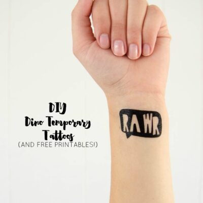 DIY Dinosaur Temporary Tattoo Station and free printables templates! Such a fun activity for a kid birthday party!