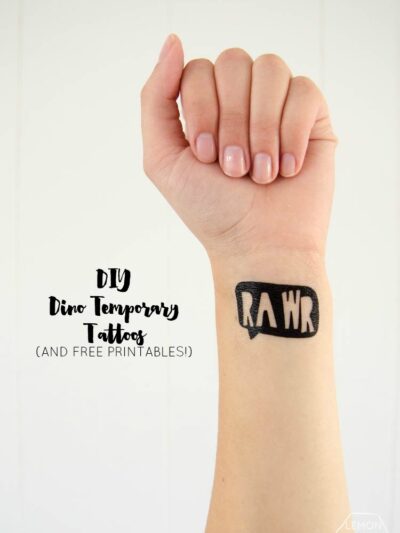 DIY Dinosaur Temporary Tattoo Station and free printables templates! Such a fun activity for a kid birthday party!