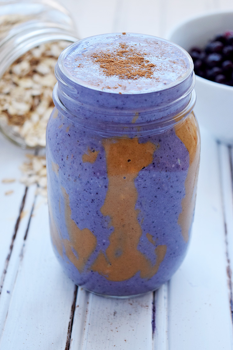 This loaded Peanut Butter Blueberry Breakfast Smoothie is sure to be your new favourite breakfast. The addition of oats and peanut butter are sure to keep you full till lunch, and it's totally kid-approved - they'll never know it's healthy!