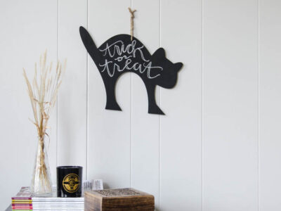 DIY Trick or Treat! Cat Chalkboard Decor for Halloween
