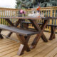 DIY X Leg Patio Table with Pipe Trestle