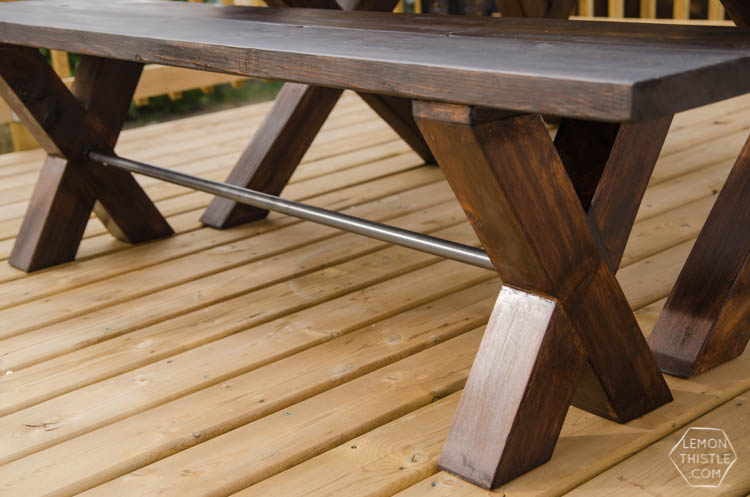 DIY X Leg Patio Table with Pipe Trestle