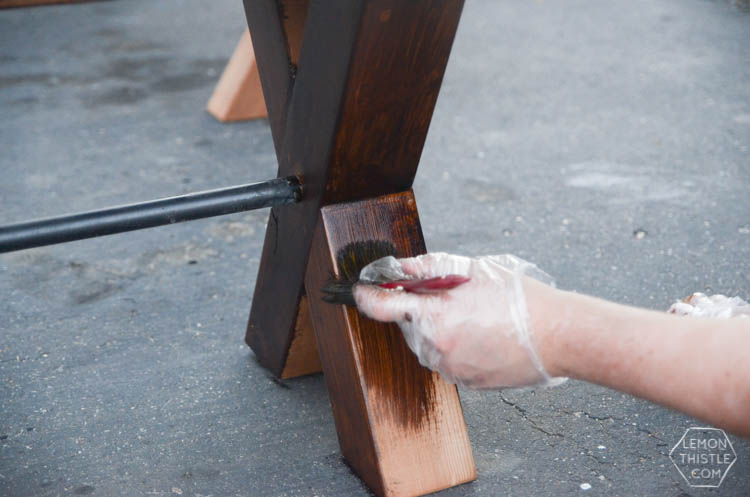 DIY X Leg Patio Table with Pipe Trestle