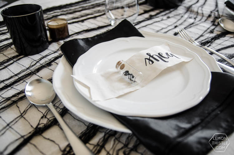 DIY Bugs in Jars for a simple spooky Halloween place setting