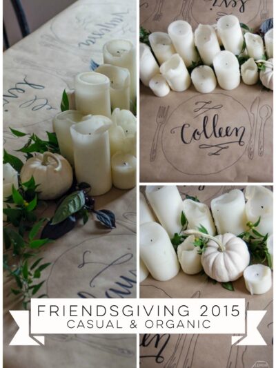 Organic and Casual Thanksgiving Tablescape- the perfect decor for a simple friendsgiving dinner party!