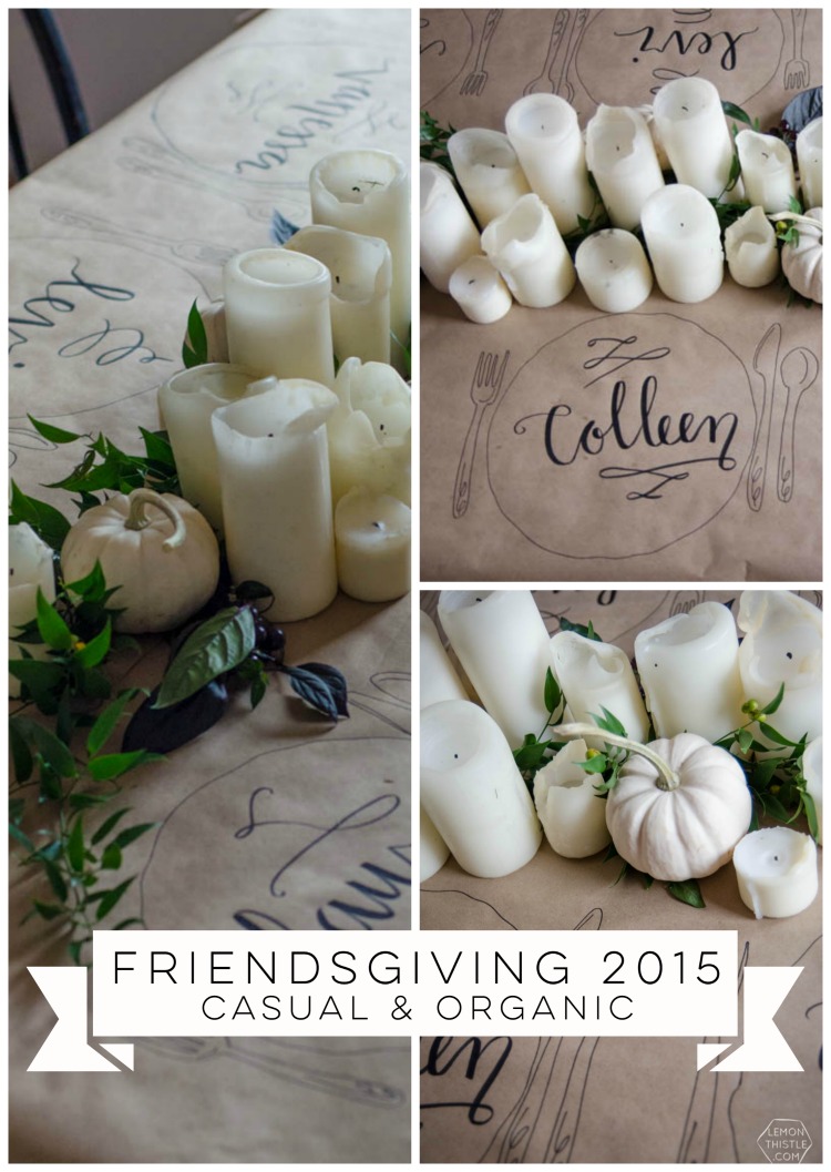 Organic and Casual Thanksgiving Tablescape- the perfect decor for a simple friendsgiving dinner party!