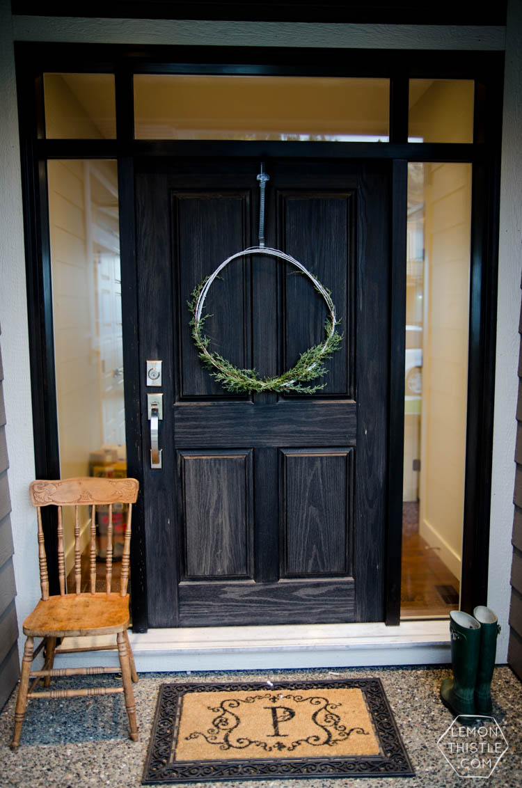 DIY Minimal Holiday Wreath with fresh greens