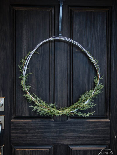 DIY Minimal Holiday Wreath with fresh greens