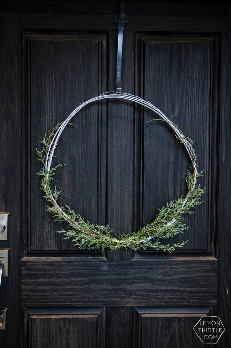 DIY Minimal Holiday Wreath with fresh greens