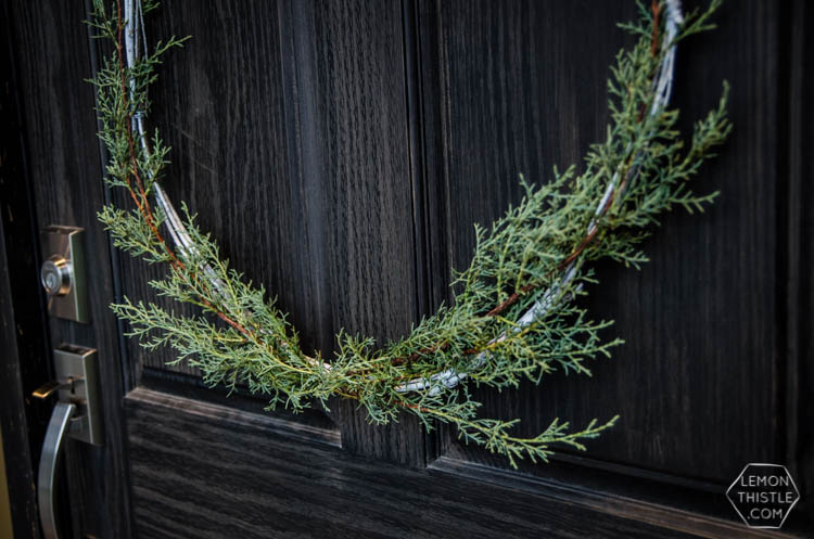 DIY Minimal Holiday Wreath with fresh greens