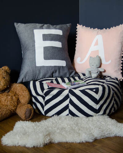 DIY Monogram Lettered Pillows with Stripflock (the fuzzy stuff!)