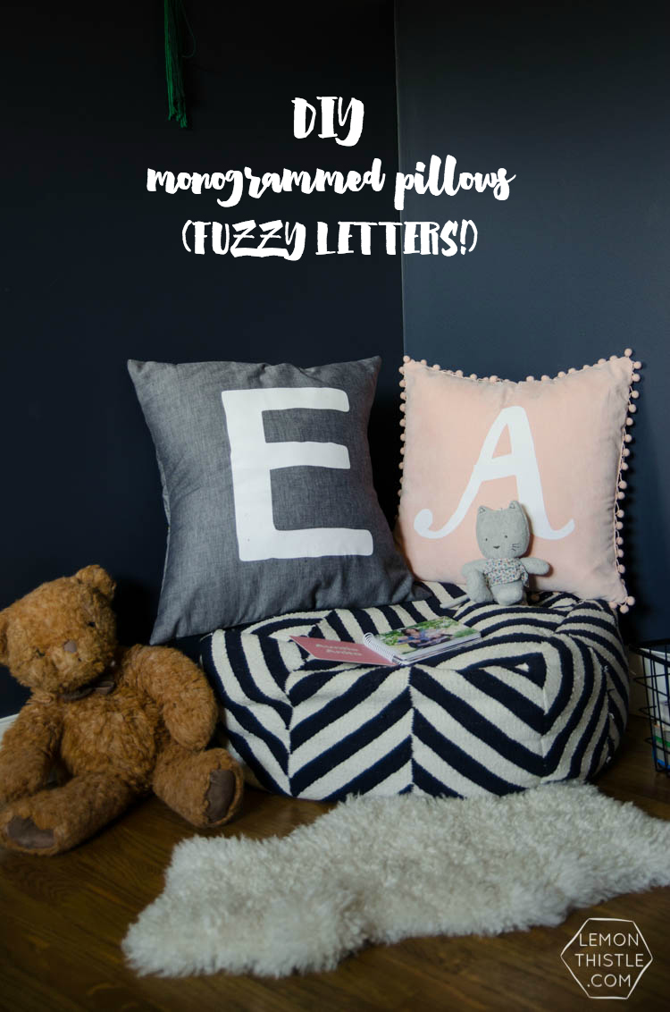 DIY Monogram Lettered Pillows with Stripflock (the fuzzy stuff!) 