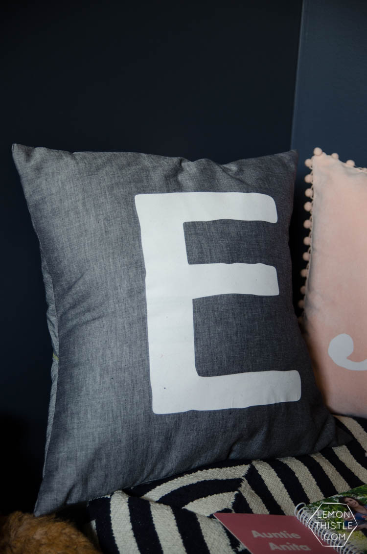 DIY Monogram Lettered Pillows with Stripflock (the fuzzy stuff!) 