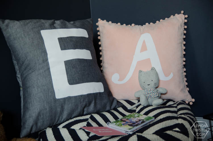 DIY Monogram Lettered Pillows with Stripflock (the fuzzy stuff!) 
