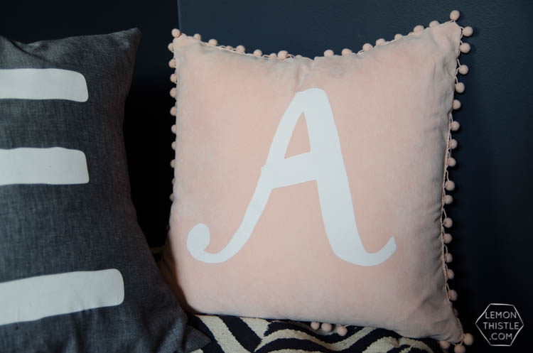 DIY Monogram Lettered Pillows with Stripflock (the fuzzy stuff!) 