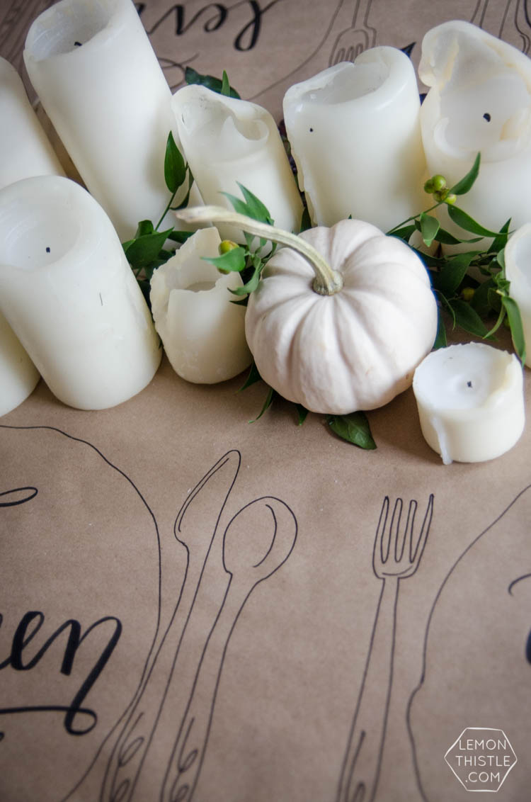 Organic and Casual Thanksgiving Tablescape- the perfect decor for a simple friendsgiving dinner party!