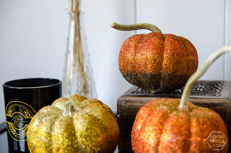 DIY Ombre Glitter Mini Pumpkins