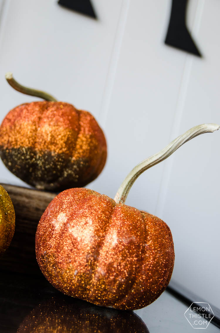 DIY Ombre Glitter Mini Pumpkins