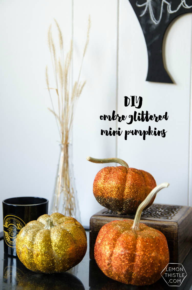 DIY Ombre Glitter Mini Pumpkins