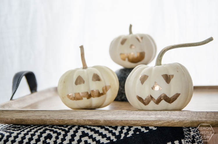 DIY Mini Gold Leaf Jack-O-Lantern Pumpkins for Halloween!