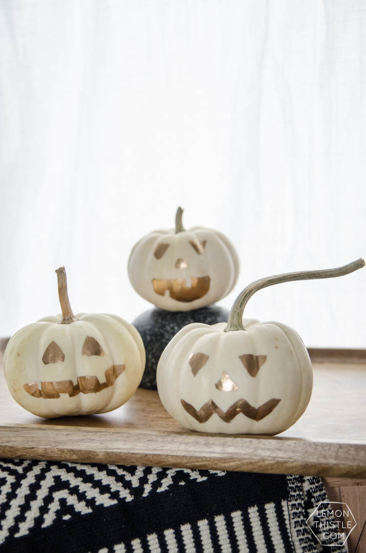 DIY Mini Gold Leaf Jack-O-Lantern Pumpkins for Halloween!