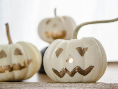 DIY Mini Gold Leaf Jack-O-Lantern Pumpkins for Halloween!