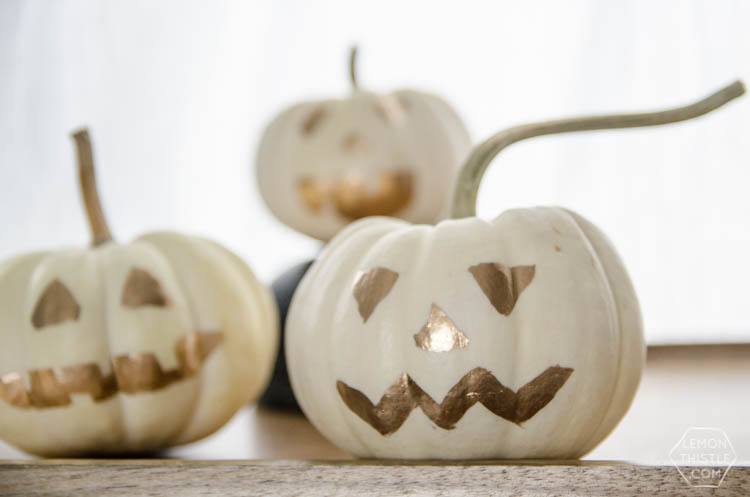 DIY Mini Gold Leaf Jack-O-Lantern Pumpkins for Halloween!